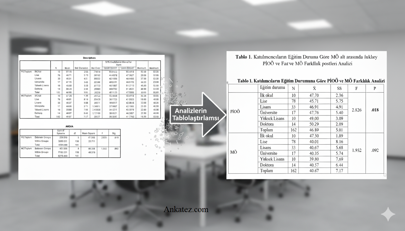 Analizlerin Tablolaştırması