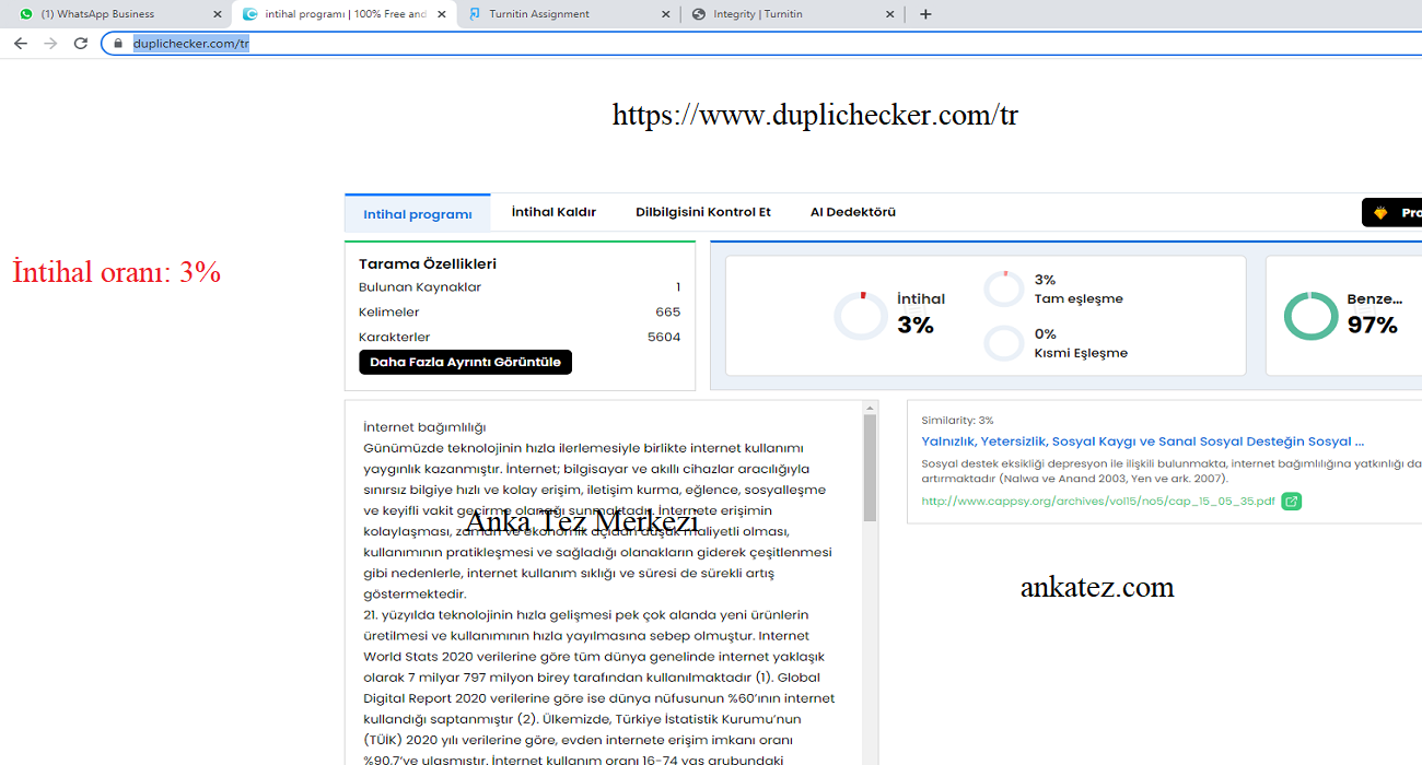 intihal kontrol Duplichecker